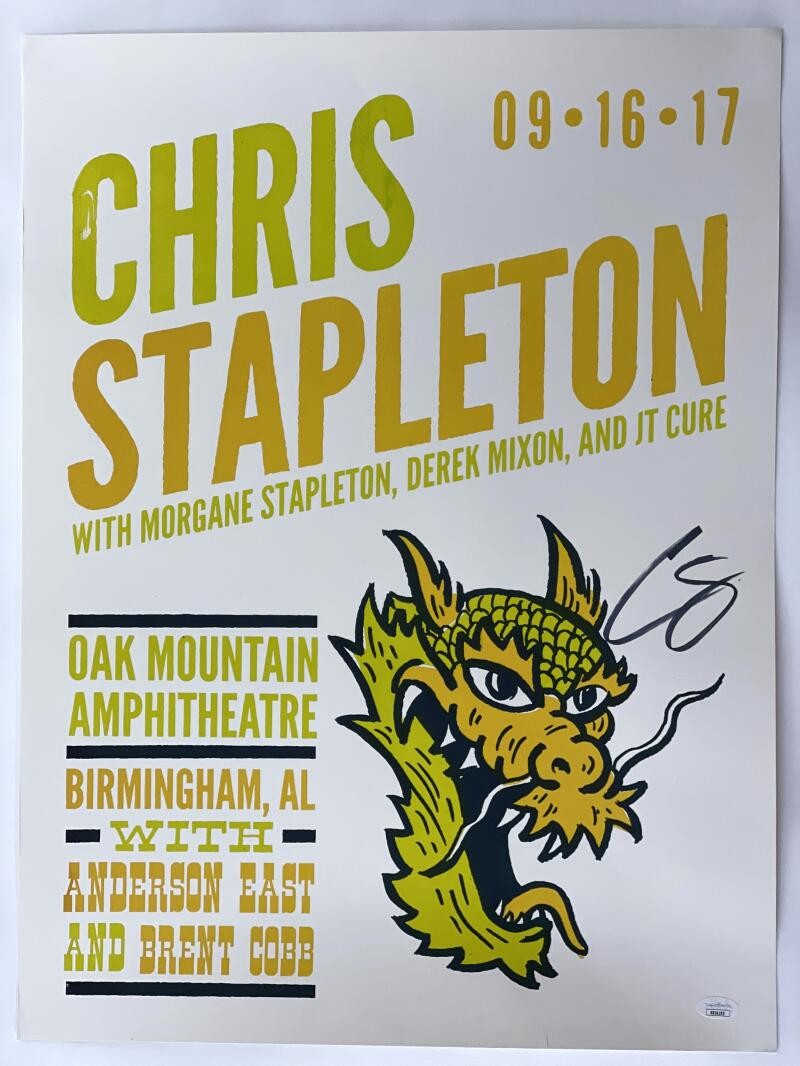 CHRIS STAPLETON SIGNED AUTOGRAPH 18X24 CONCERT TOUR POSTER - BIRMINGHAM AL JSA
