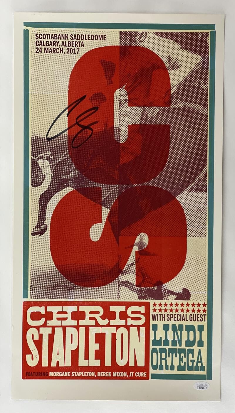 CHRIS STAPLETON SIGNED AUTOGRAPH 12X23 CONCERT TOUR POSTER - CALGARY 2017 JSA