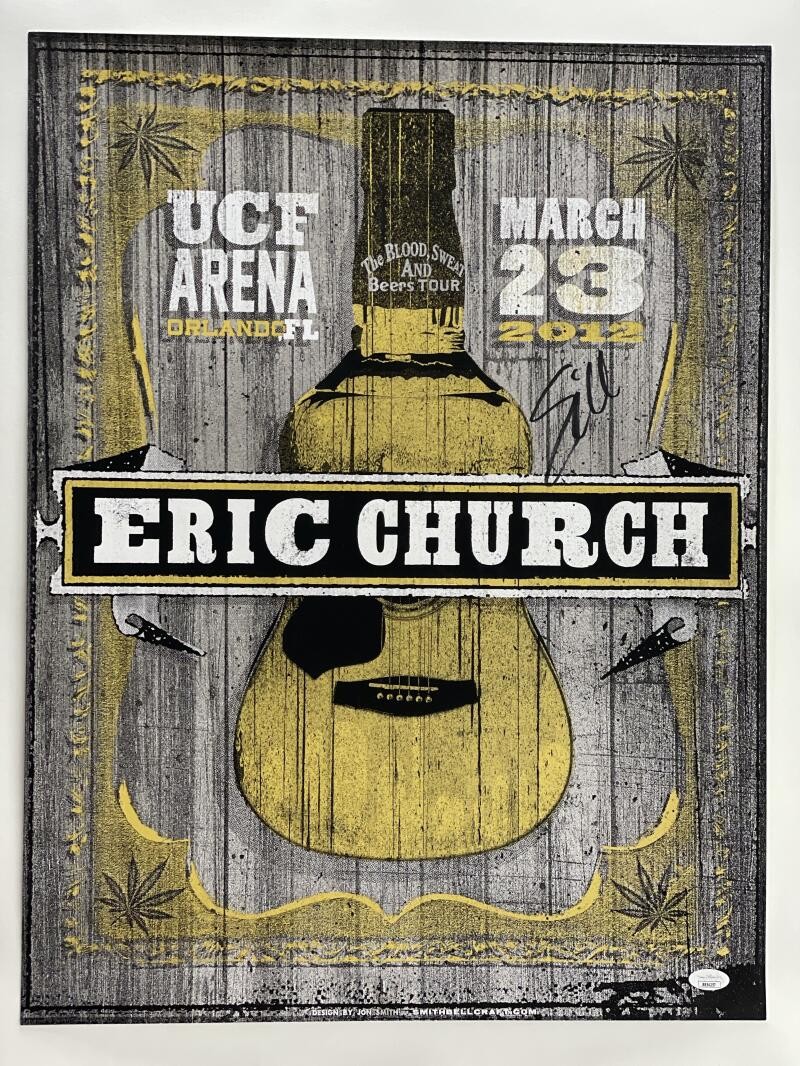 ERIC CHURCH SIGNED AUTOGRAPH 18X24 CONCERT TOUR POSTER - ORLANDO FL 3/23/12 JSA