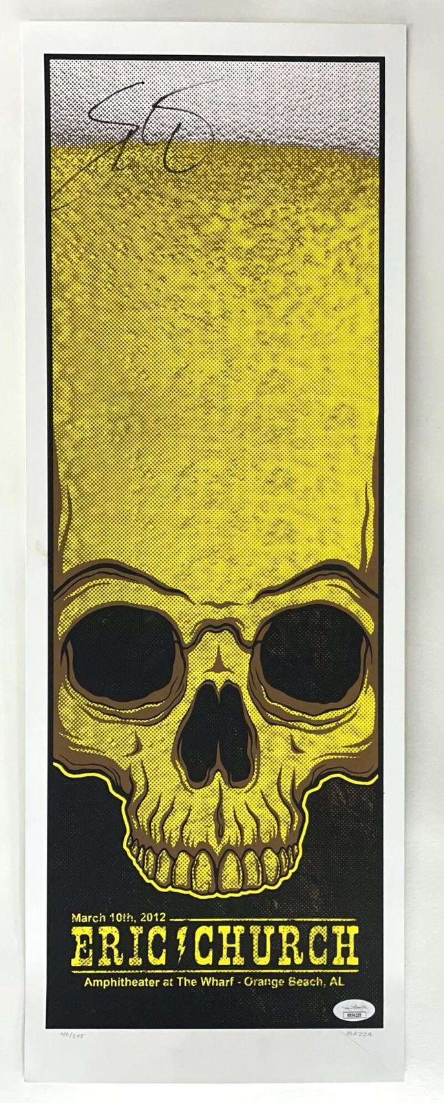 ERIC CHURCH SIGNED AUTOGRAPH 9X24 CONCERT TOUR POSTER - ORANGE BEACH 3/10/12 JSA