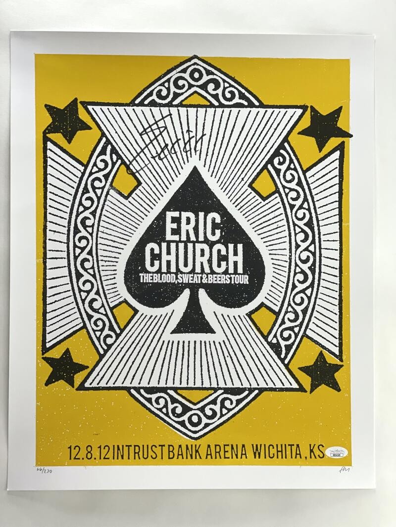 ERIC CHURCH SIGNED AUTOGRAPH 16X20 CONCERT TOUR POSTER - WICHITA, KS 12/8/12 JSA