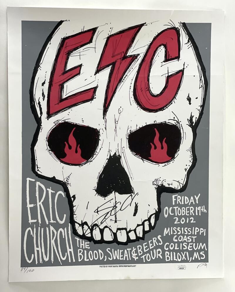 ERIC CHURCH SIGNED AUTOGRAPH 16X20 CONCERT TOUR POSTER - BILOXI, MS 10/19/12 JSA