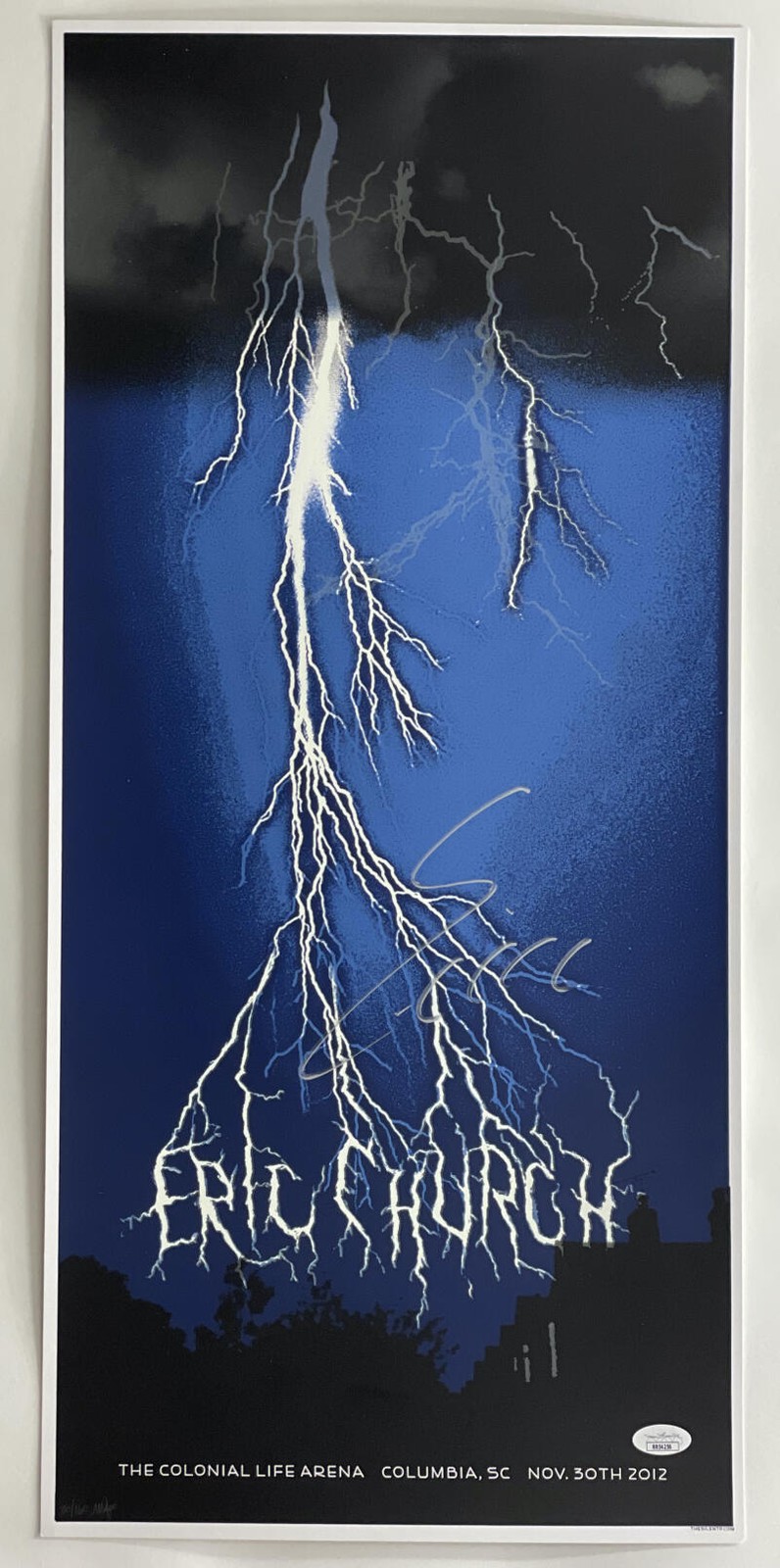 ERIC CHURCH SIGNED AUTOGRAPH 12X26 CONCERT TOUR POSTER COLUMBIA SC 11/30/12 JSA