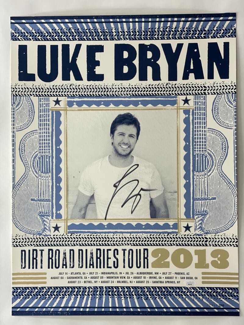 LUKE BRYAN SIGNED AUTOGRAPH 18X24 CONCERT TOUR POSTER - DIRT ROAD DIARIES 13 JSA