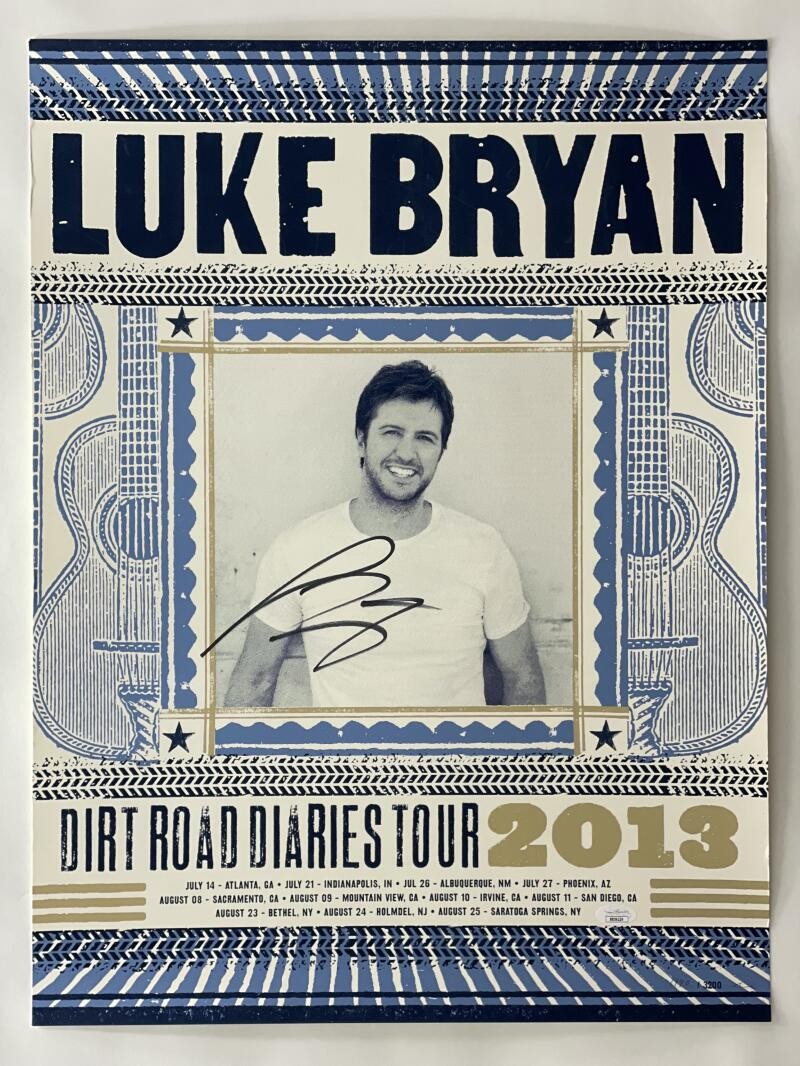 LUKE BRYAN SIGNED AUTOGRAPH 18X24 CONCERT TOUR POSTER DIRT ROAD DIARIES 2013 JSA