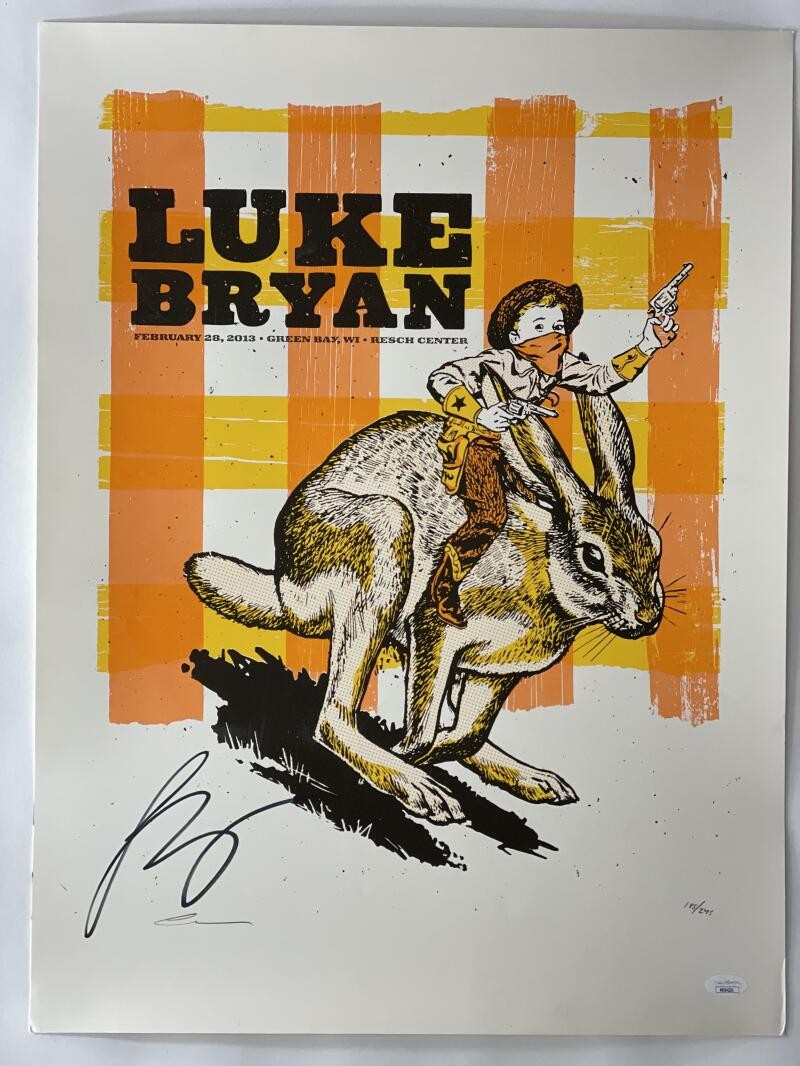 LUKE BRYAN SIGNED AUTOGRAPH 18X24 CONCERT TOUR POSTER - GREEN BAY 2/28/13 JSA