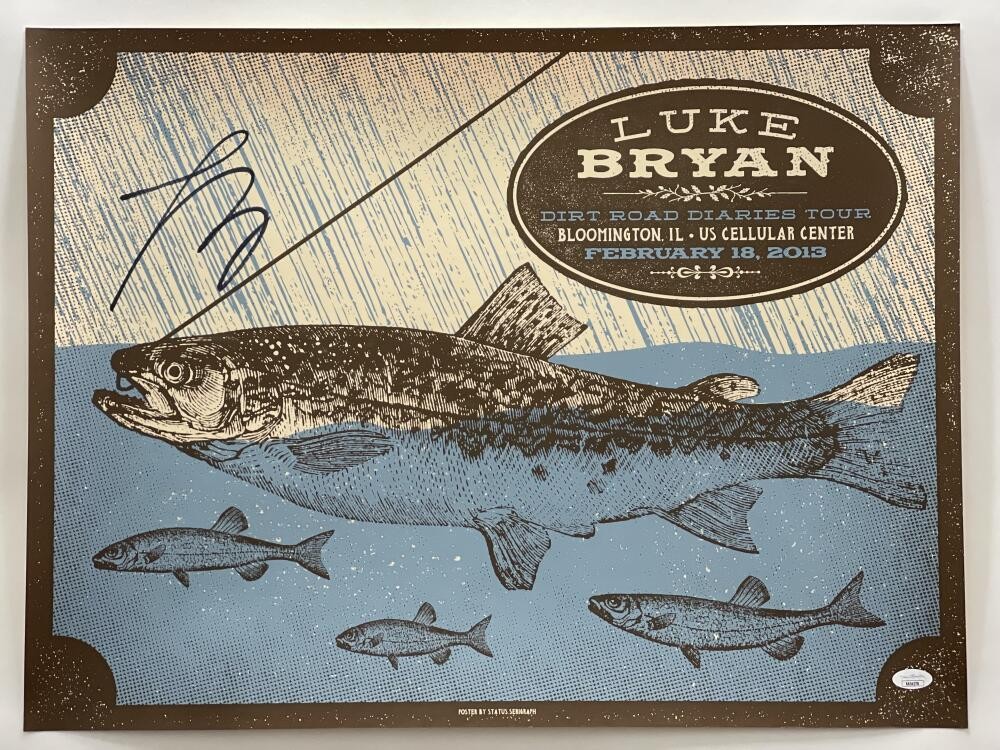 LUKE BRYAN SIGNED AUTOGRAPH 18X24 CONCERT TOUR POSTER BLOOMINGTON IL 2/17/13 JSA