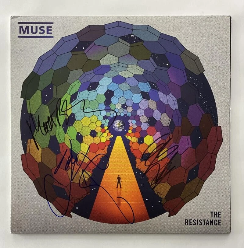 MUSE FULL BAND (X3) SIGNED AUTOGRAPH ALBUM VINYL RECORD - THE RESISTANCE JSA
