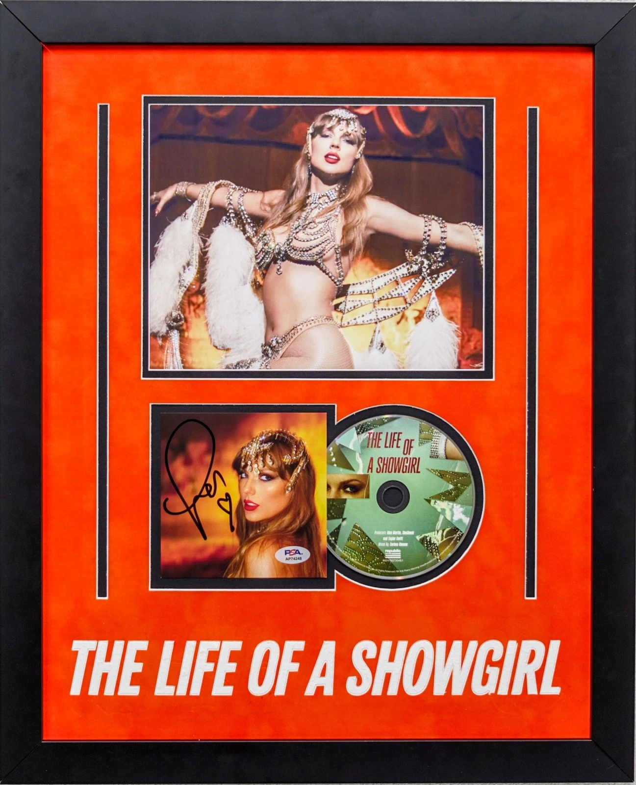 Taylor Swift Signed CD Cover Custom Framed PSA The Life of a Showgirl