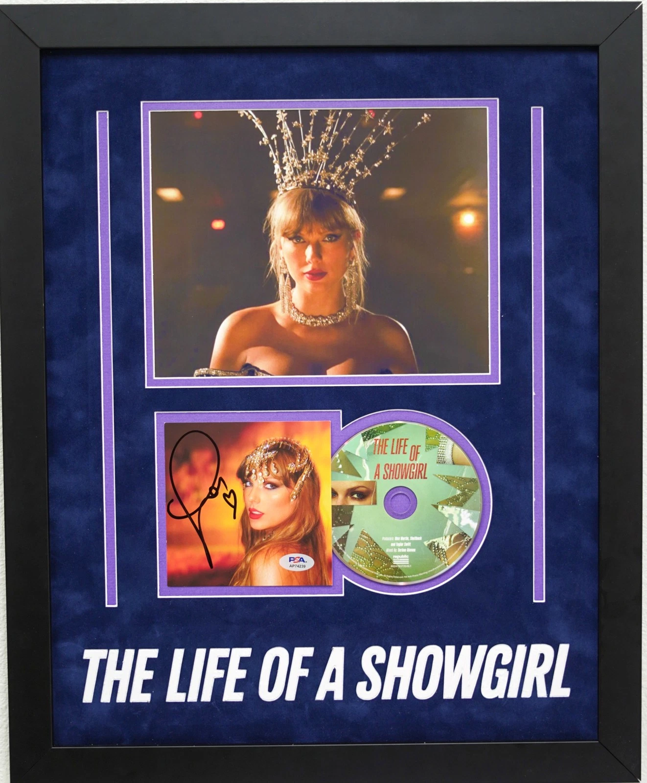 Taylor Swift Signed CD Cover Custom Framed PSA The Life of a Showgirl