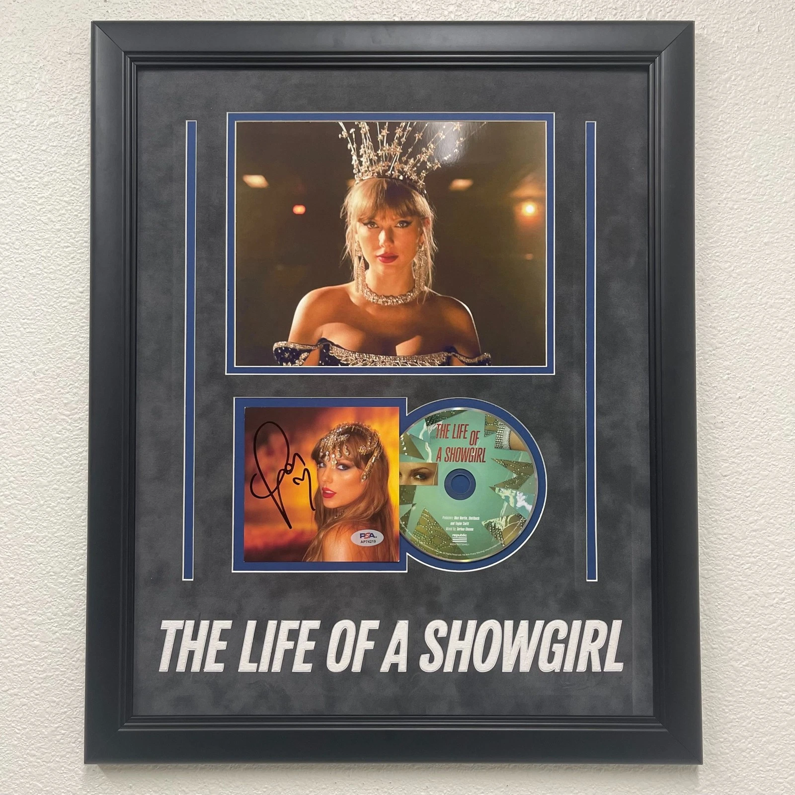 Taylor Swift Signed CD Cover Custom Framed PSA The Life of a Showgirl