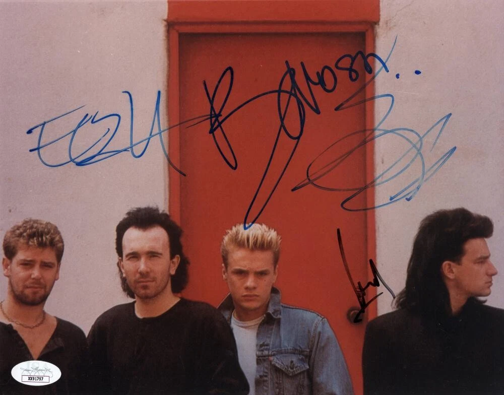 U2 Full Band Signed Autograph 8x10 Photo - Bono Edge Adam & Larry Mullen JSA COA