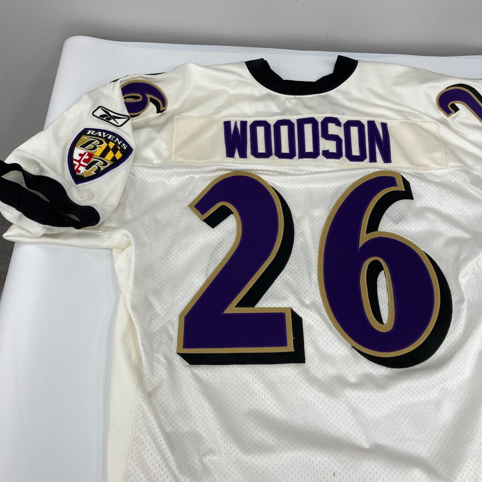 2001 Rod Woodson Authentic Baltimore Ravens Reebok Game Model Jersey