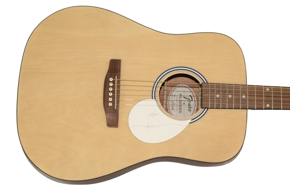 John Denver Signed Autograph Fender Acoustic Guitar - Back Home Again w/ JSA COA