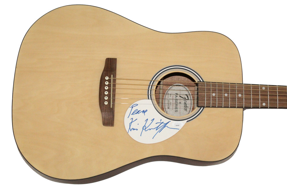 Kris Kristofferson Signed Autograph Fender Acoustic Guitar Highwaymen w/ JSA COA