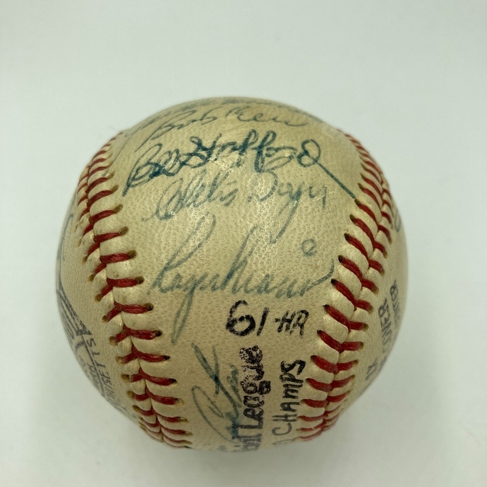 1961 Yankees W.S. Champs Team Signed Baseball Roger Maris Elston Howard JSA COA
