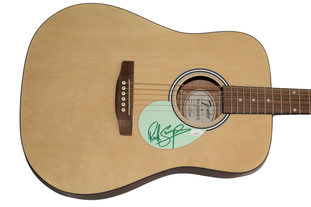 Rick Savage Def Leppard Signed Autograph Fender Acoustic Guitar Hysteria JSA COA