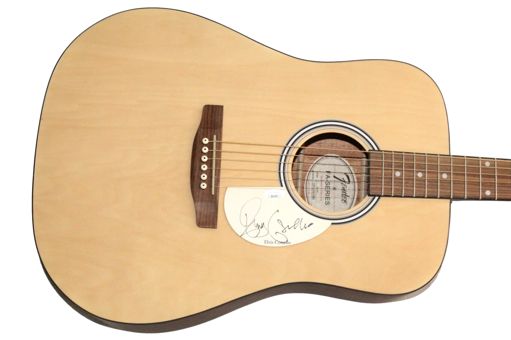 Elvis Costello Signed Autograph Fender Acoustic Guitar Armed Forces w/ JSA COA