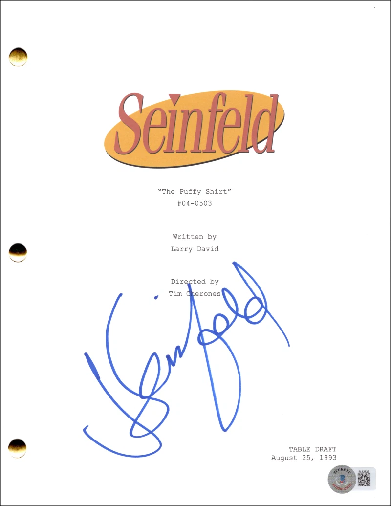 Jerry Seinfeld Signed Autograph The Puffy Shirt Script Screenplay w/ Beckett COA