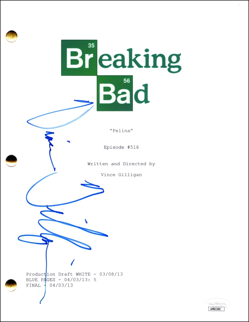 Vince Gilligan Signed Autograph Breaking Bad Finale - Felina Full Script JSA COA