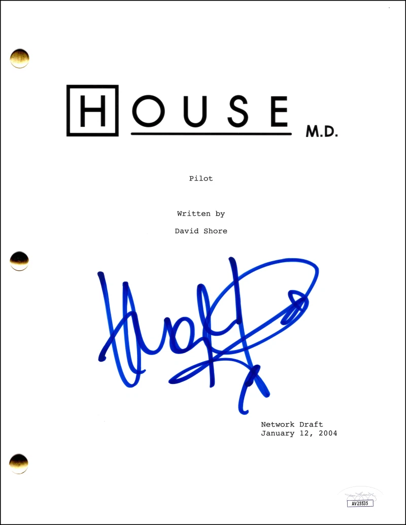 Hugh Laurie Signed Autograph House MD Full Pilot Script Screenplay - JSA COA