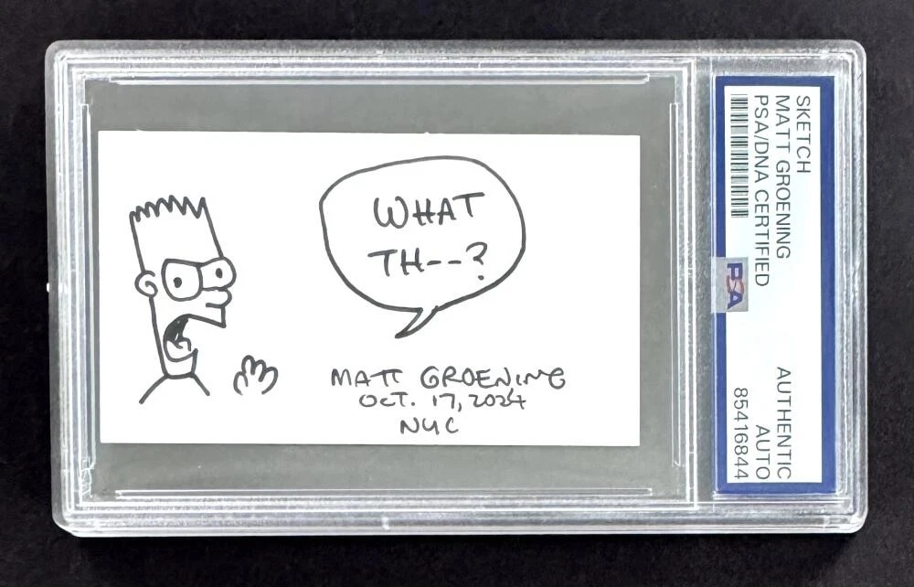 Matt Groening Signed Autograph PSA/DNA Encapsulated Sketch Card - Simpsons Bart