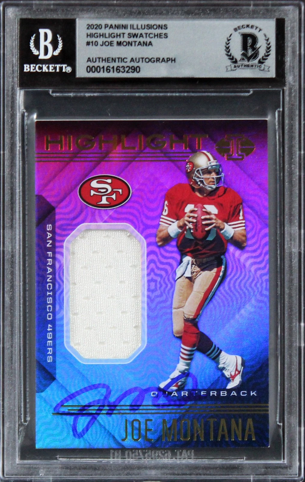 49ers Joe Montana Signed 2020 Panini Illusions HS #10 Card Auto 10! BAS Slabbed