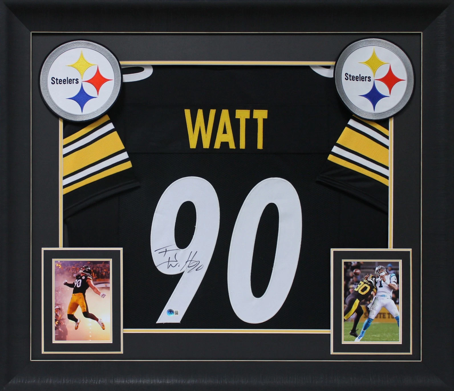 T.J. Watt Authentic Signed Black Pro Style Framed Jersey Autographed BAS Witness