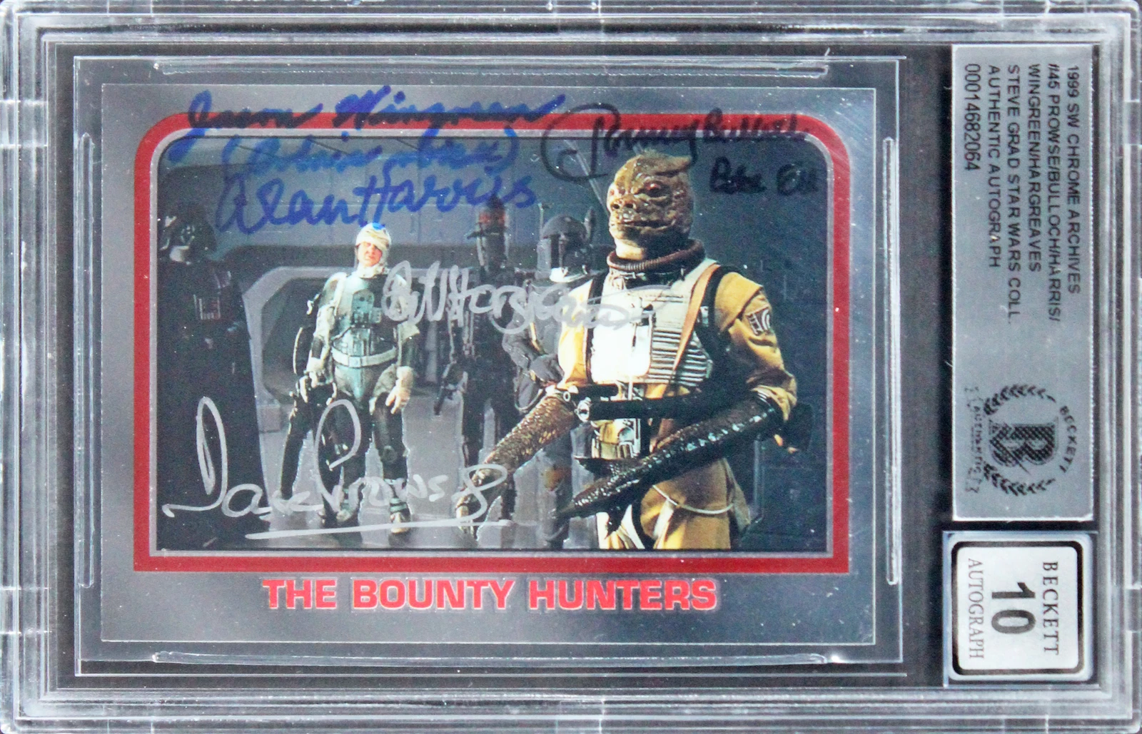 (5) PROWSE, BULLOCH +3 SIGNED 1999 STAR WARS CHROME #45 CARD AUTO 10! BAS SLAB COLLECTIBLE MEMORABILIA