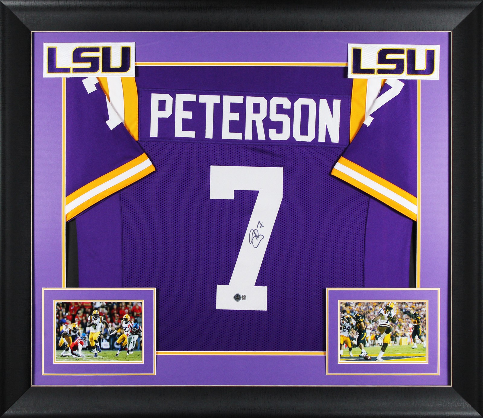 LSU Patrick Peterson Authentic Signed Purple Pro Style Framed Jersey BAS Witness