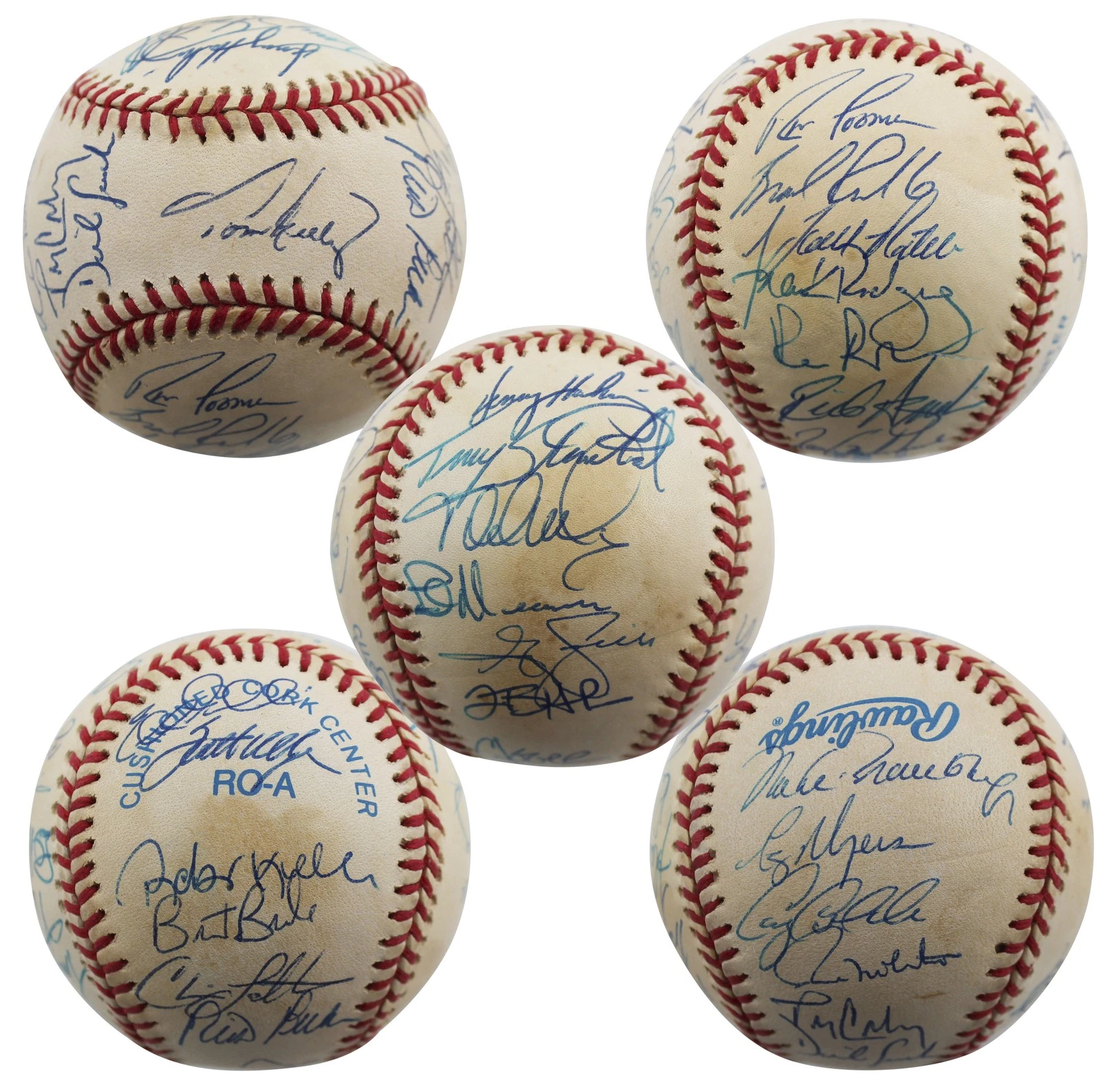 1997 Twins (27) Molitor, Knoblauch, Kelly +24 Signed Oal Baseball BAS #AA03202