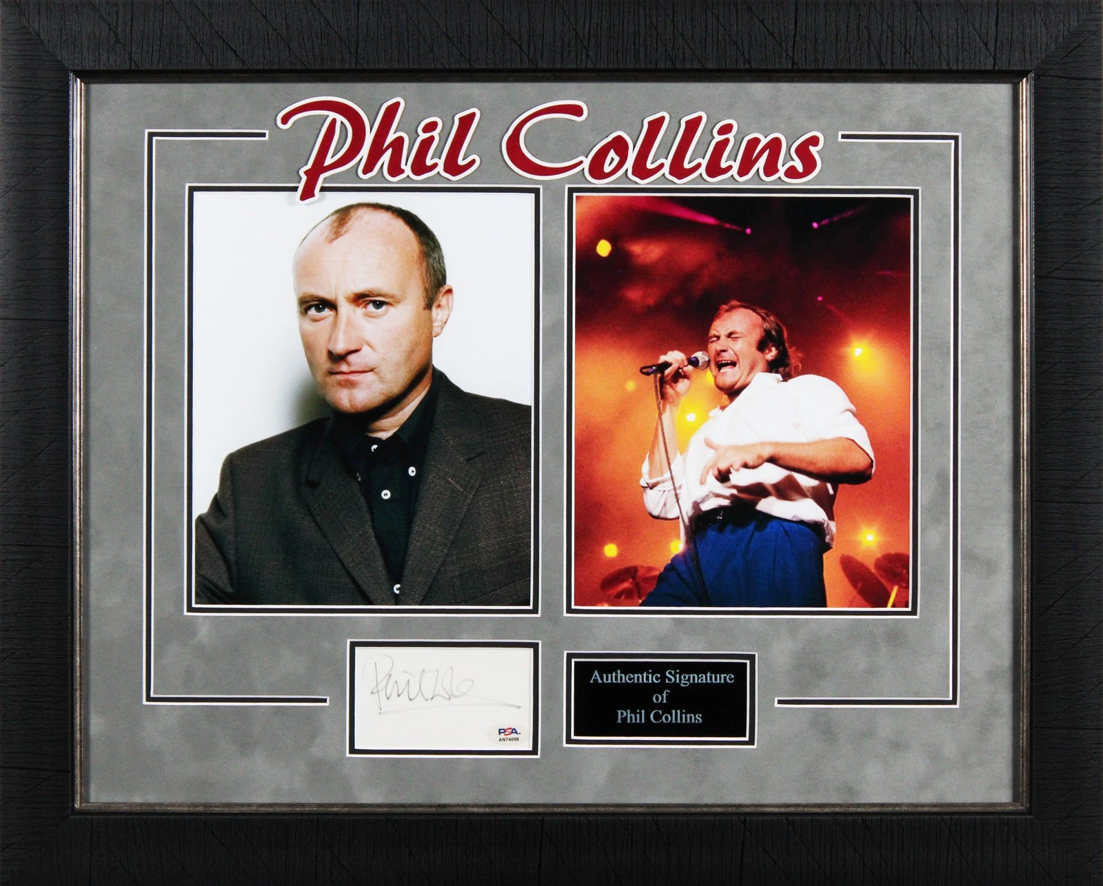 GENESIS PHIL COLLINS AUTHENTIC SIGNED & FRAMED 3×5 INDEX CARD PSA/DNA #AN74098 COLLECTIBLE MEMORABILIA