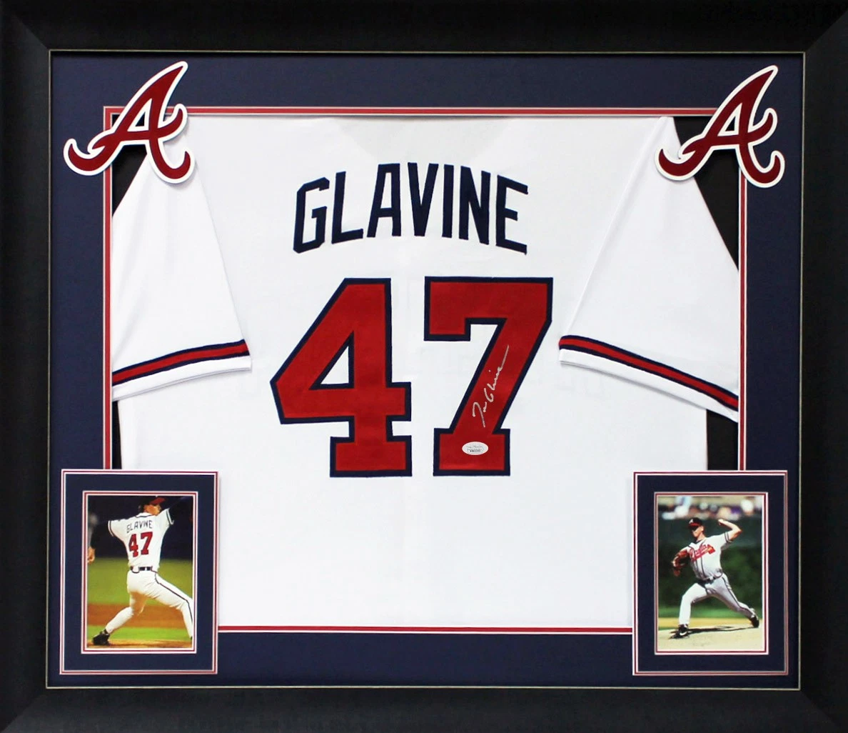 Tom Glavine Authentic Signed White Pro Style Framed Display Autographed JSA
