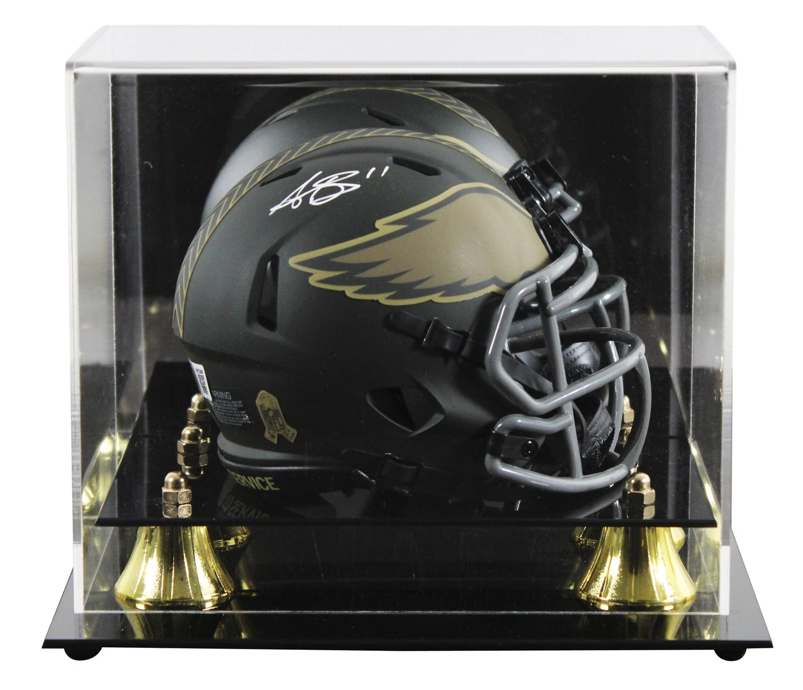 Eagles A.J. Brown Signed Salute to Service IV Speed Mini Helmet W/ Case BAS Wit