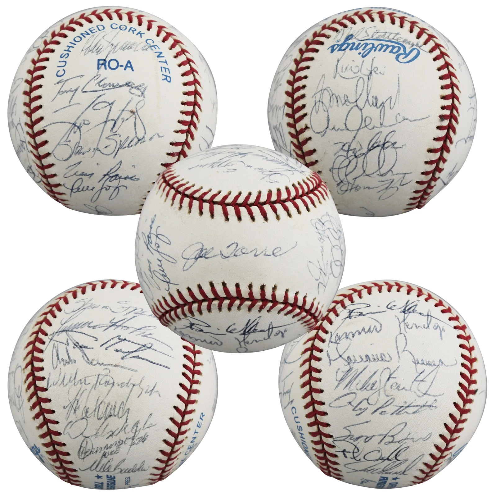 1998 Yankees (31) Torre, Rivera, Raines Signed WS Logo OML Baseball BAS #AE13971