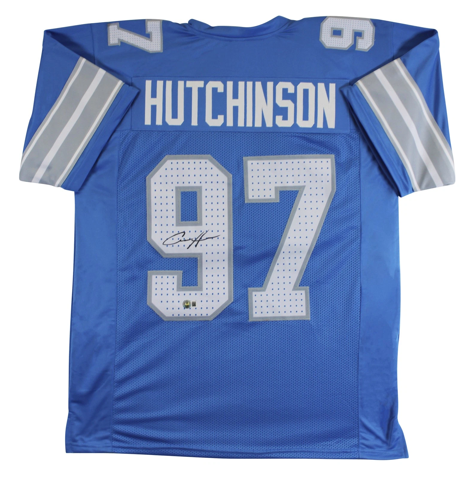 Aidan Hutchinson Authentic Signed Blue Pro Style Jersey BAS Witnessed 3