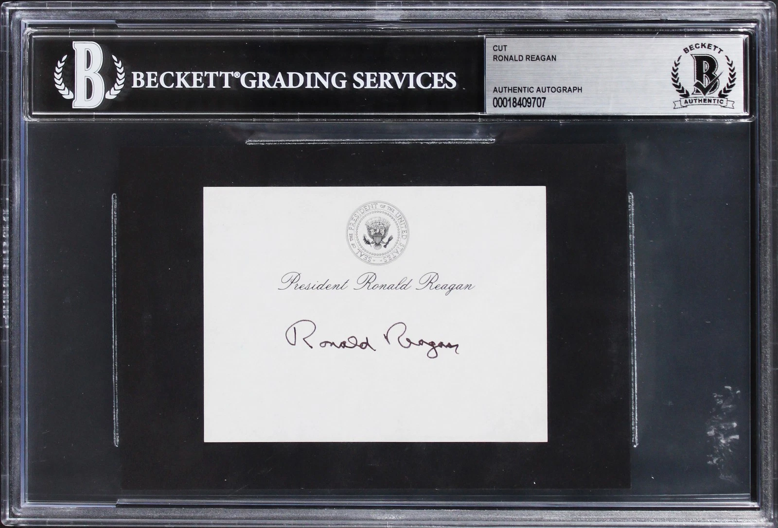 Ronald Reagan Authentic Signed 3x4 Cut Signature Autographed BAS Slabbed 2
