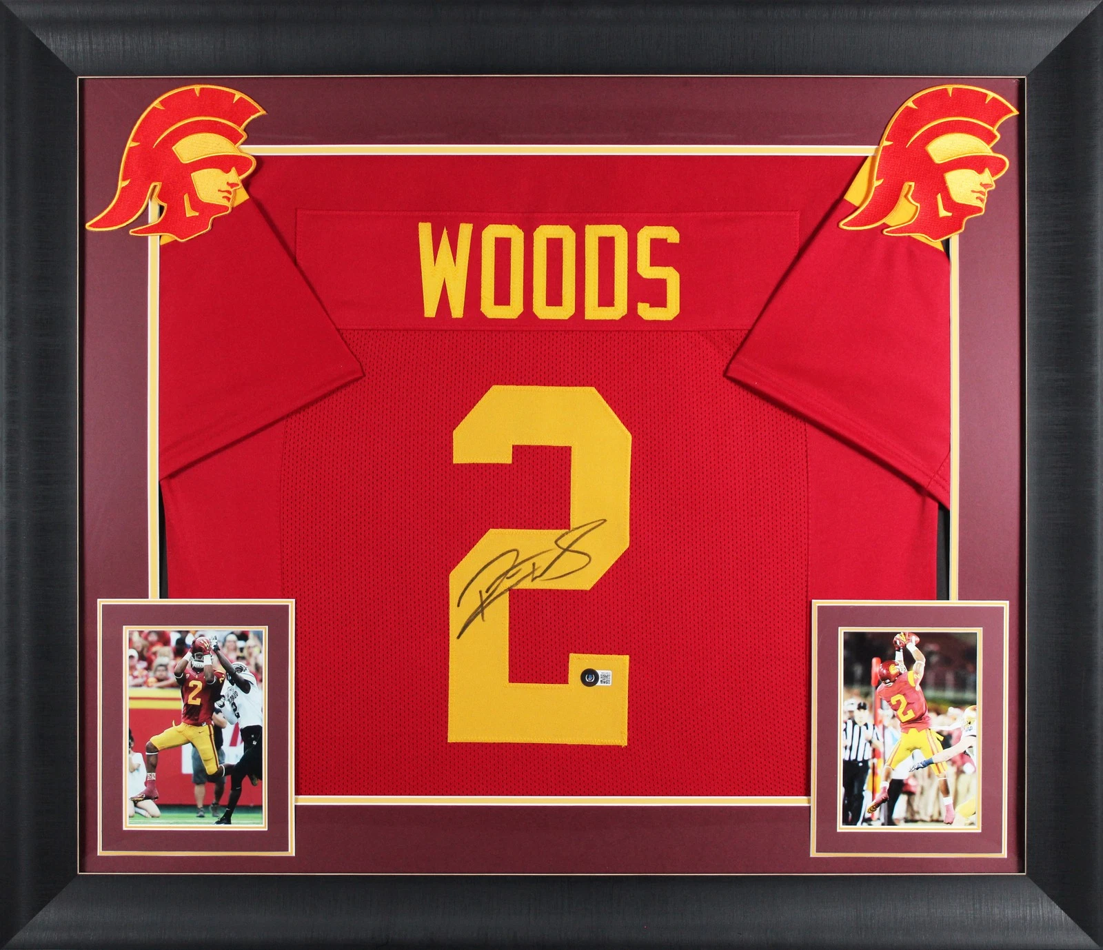 USC ROBERT WOODS SIGNED MAROON PRO STYLE FRAMED JERSEY BAS WITNESSED #WS34835 COLLECTIBLE MEMORABILIA