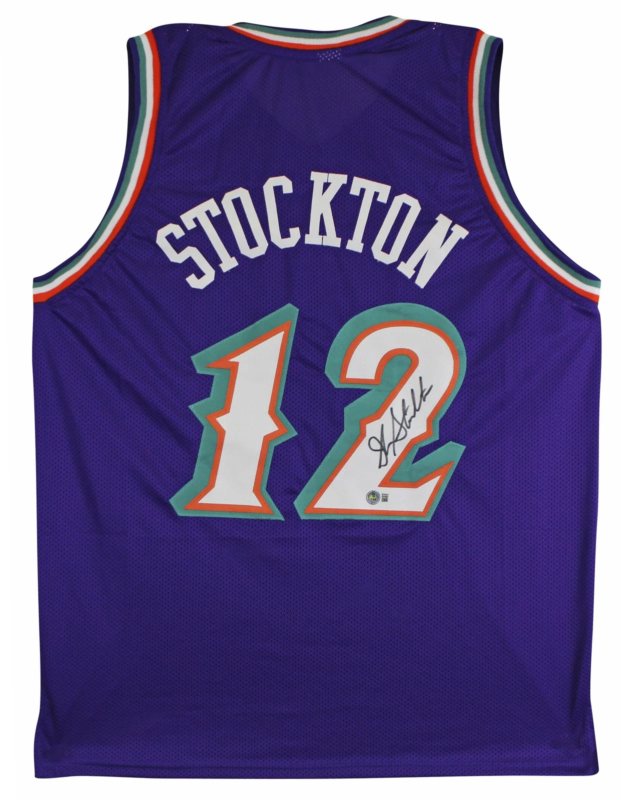 John Stockton Authentic Signed Purple Pro Style Jersey Autographed BAS Witnessed