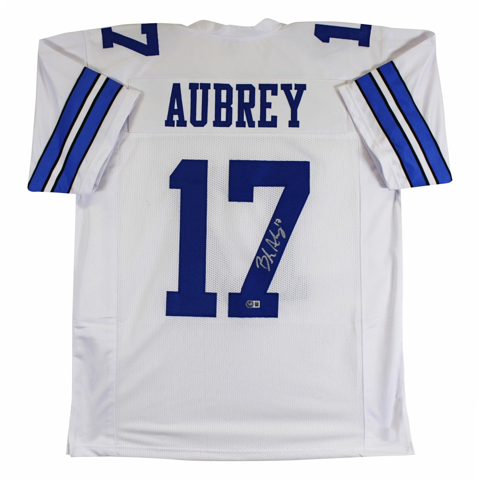 Brandon Aubrey Authentic Signed White Pro Style Jersey BAS Witnessed 2