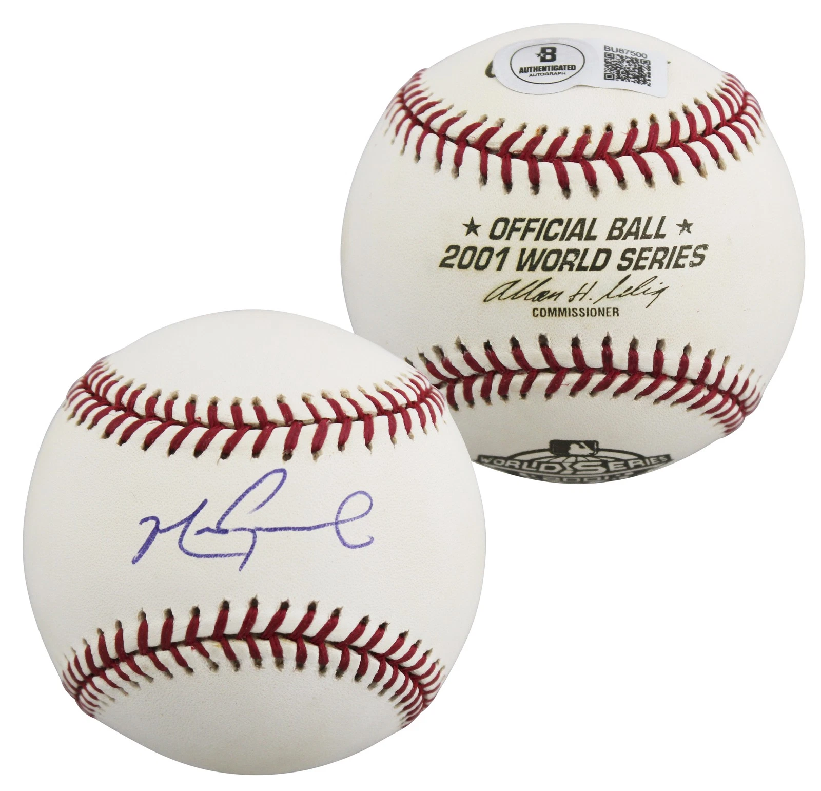 D-Backs Mark Grace Authentic Signed 2001 World Series Logo OML Baseball BAS