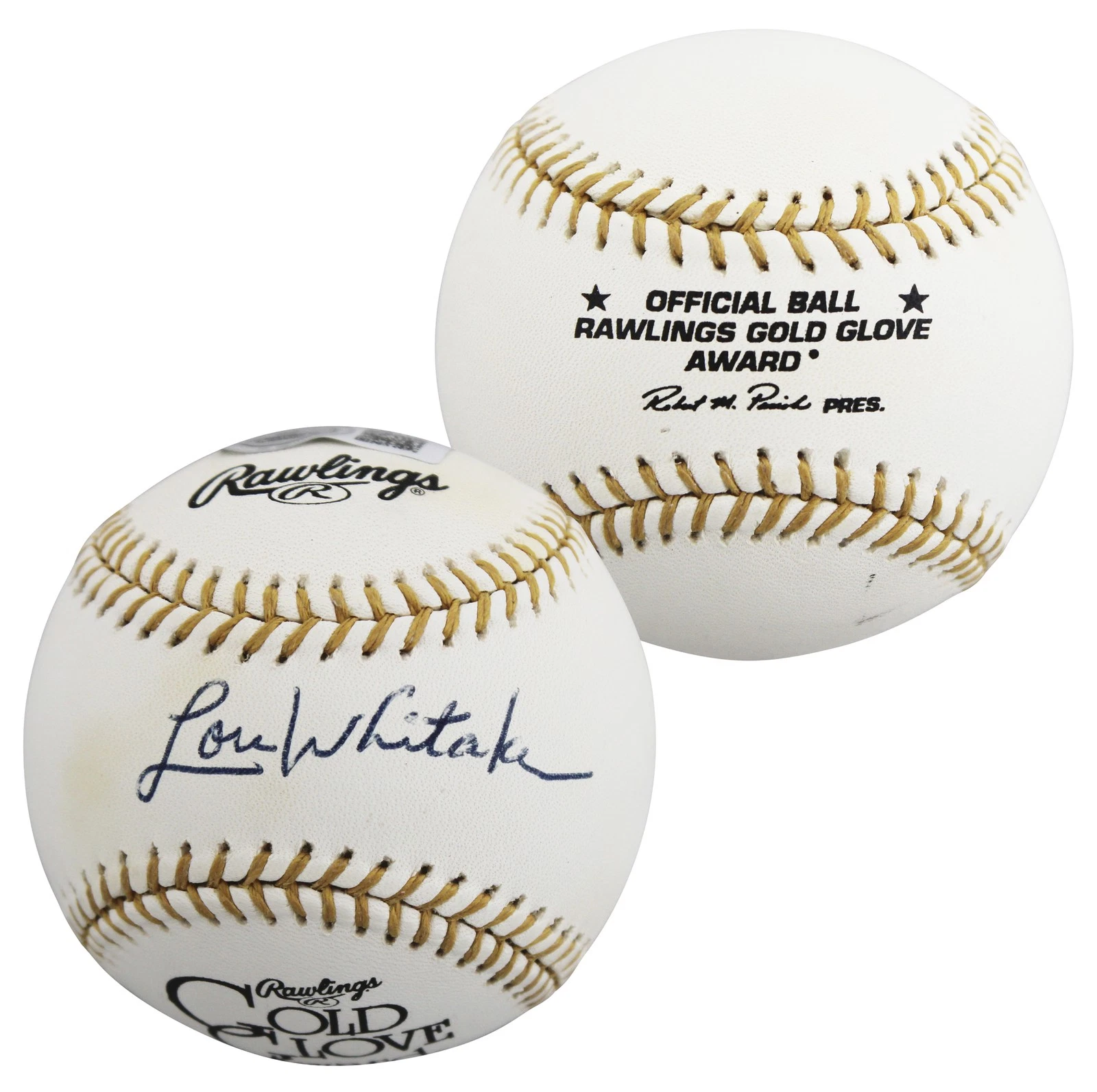 Tigers Lou Whitaker Signed Rawlings Gold Glove Logo OML Baseball BAS #BV01147