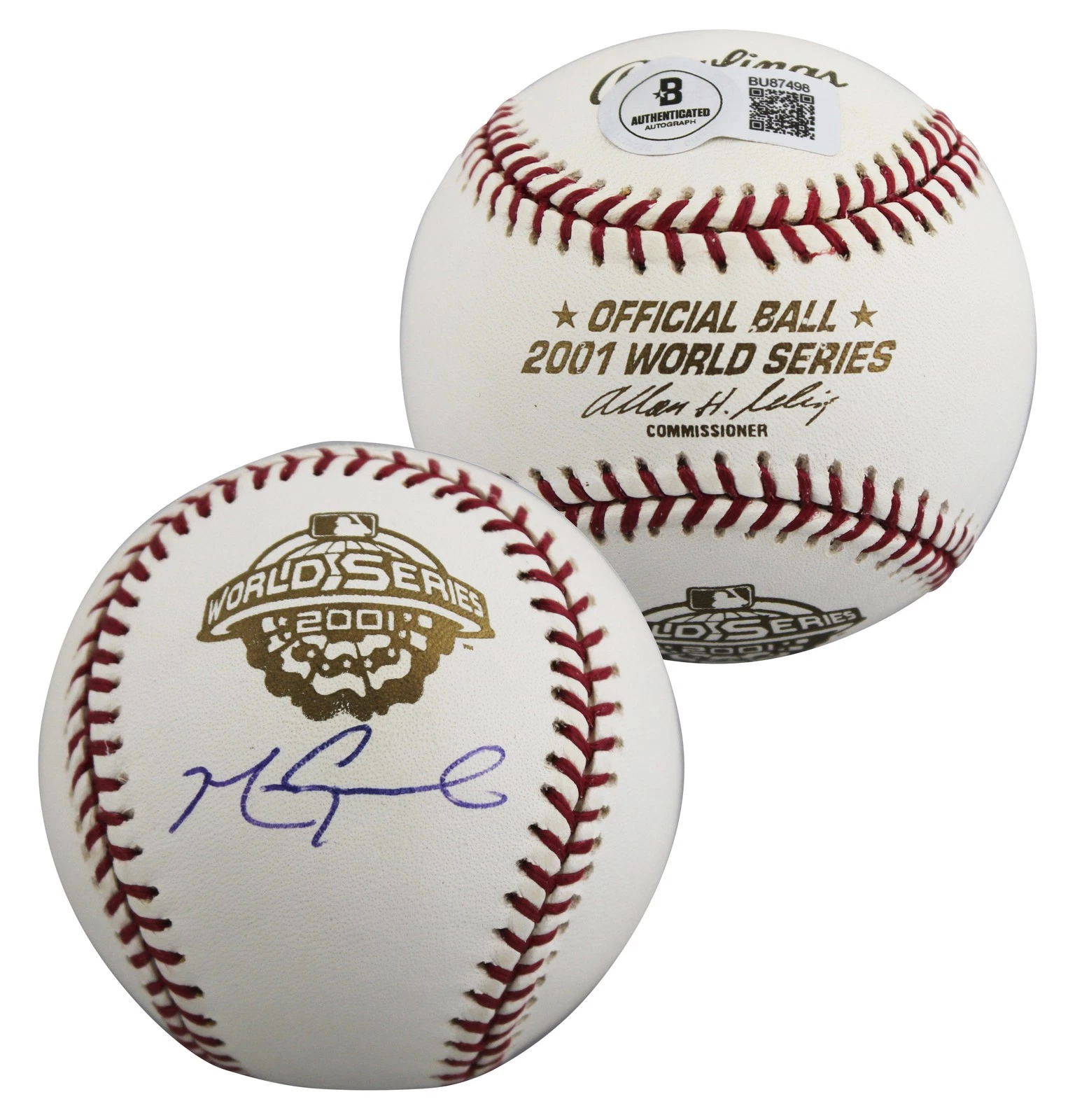 D-Backs Mark Grace Signed 2001 World Series Logo OML Baseball BAS #BU87498