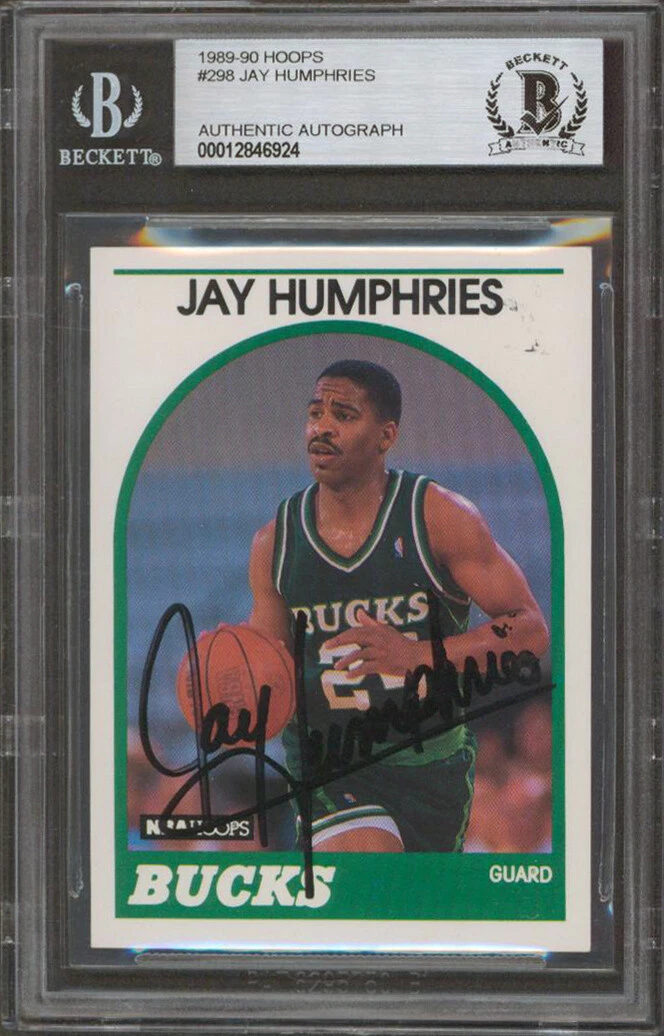 Bucks Jay Humphries Authentic Signed 1989 Hoops #298 Card BAS Slabbed