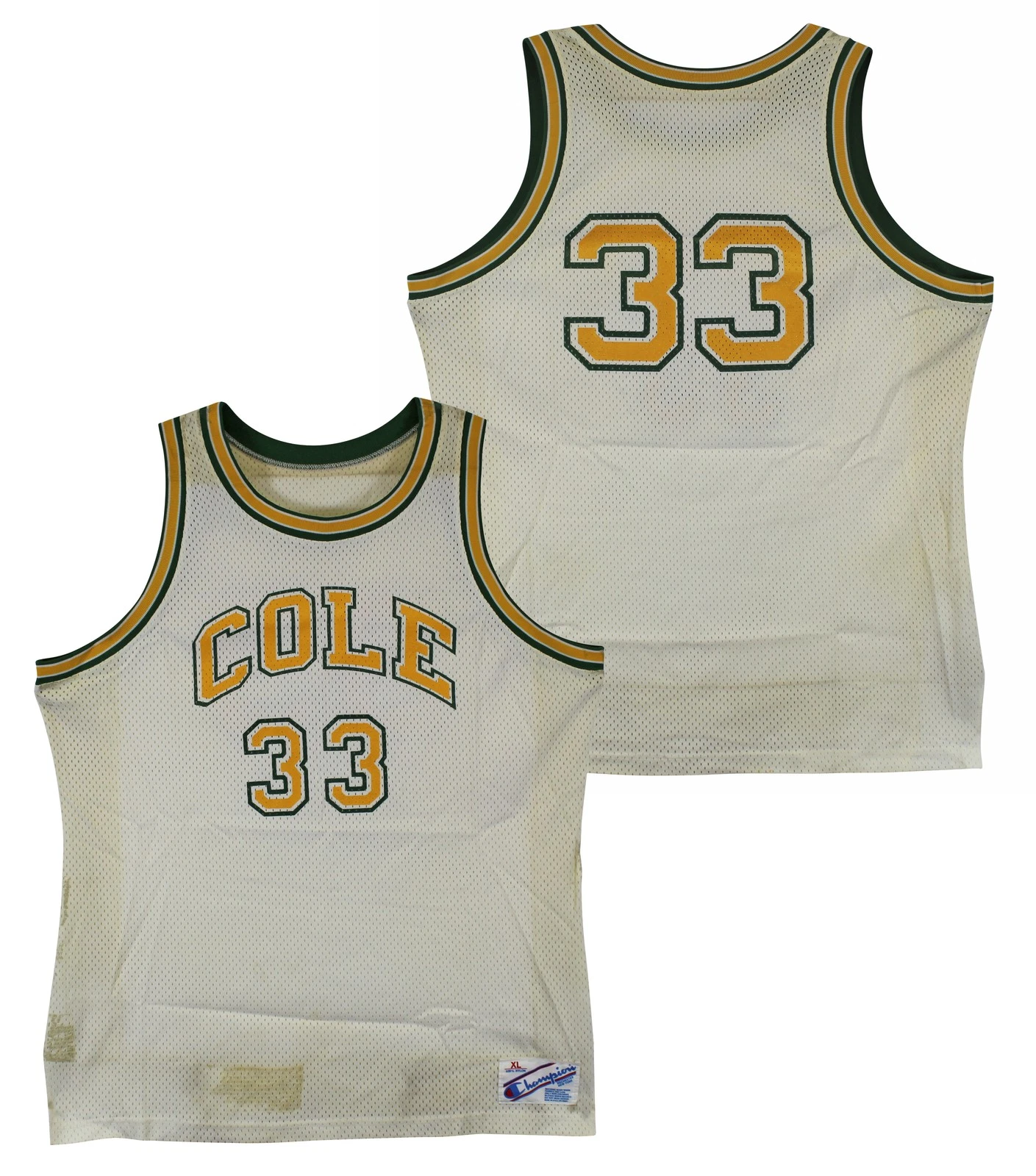 Shaquille O'Neal Game Used White 1987-89 Cole High School Champion Jersey SIA