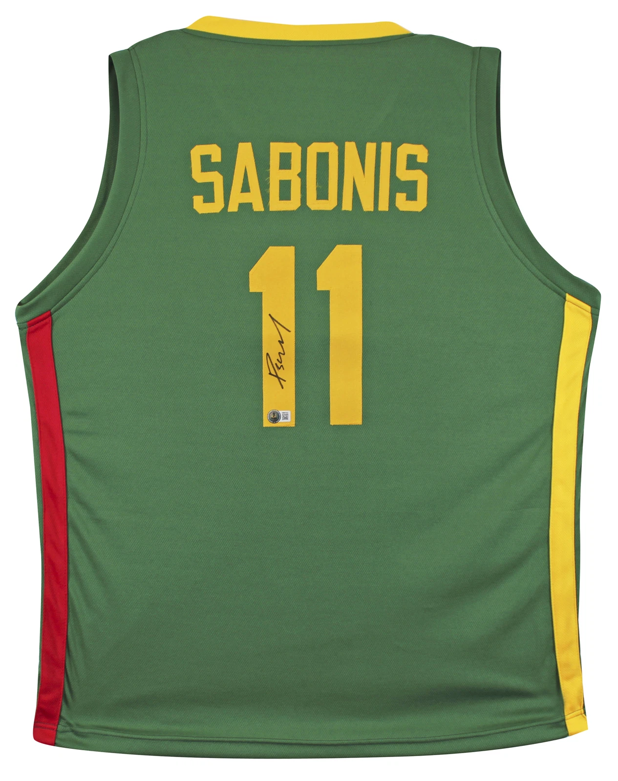 Lithuania Domantas Sabonis Authentic Signed Green Pro Style Jersey BAS Witnessed