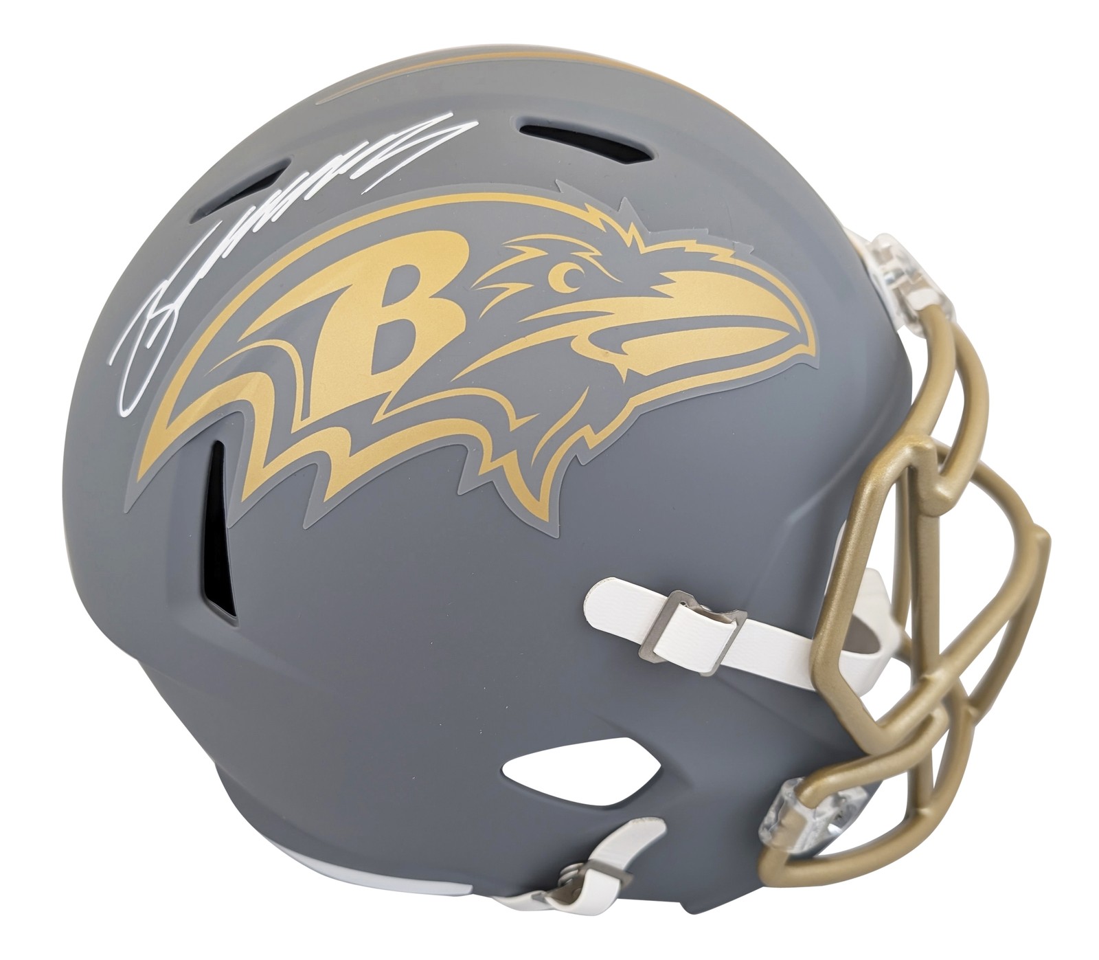 Ravens Zay Flowers Authentic Signed Slate Full Size Speed Rep Helmet BAS Witness