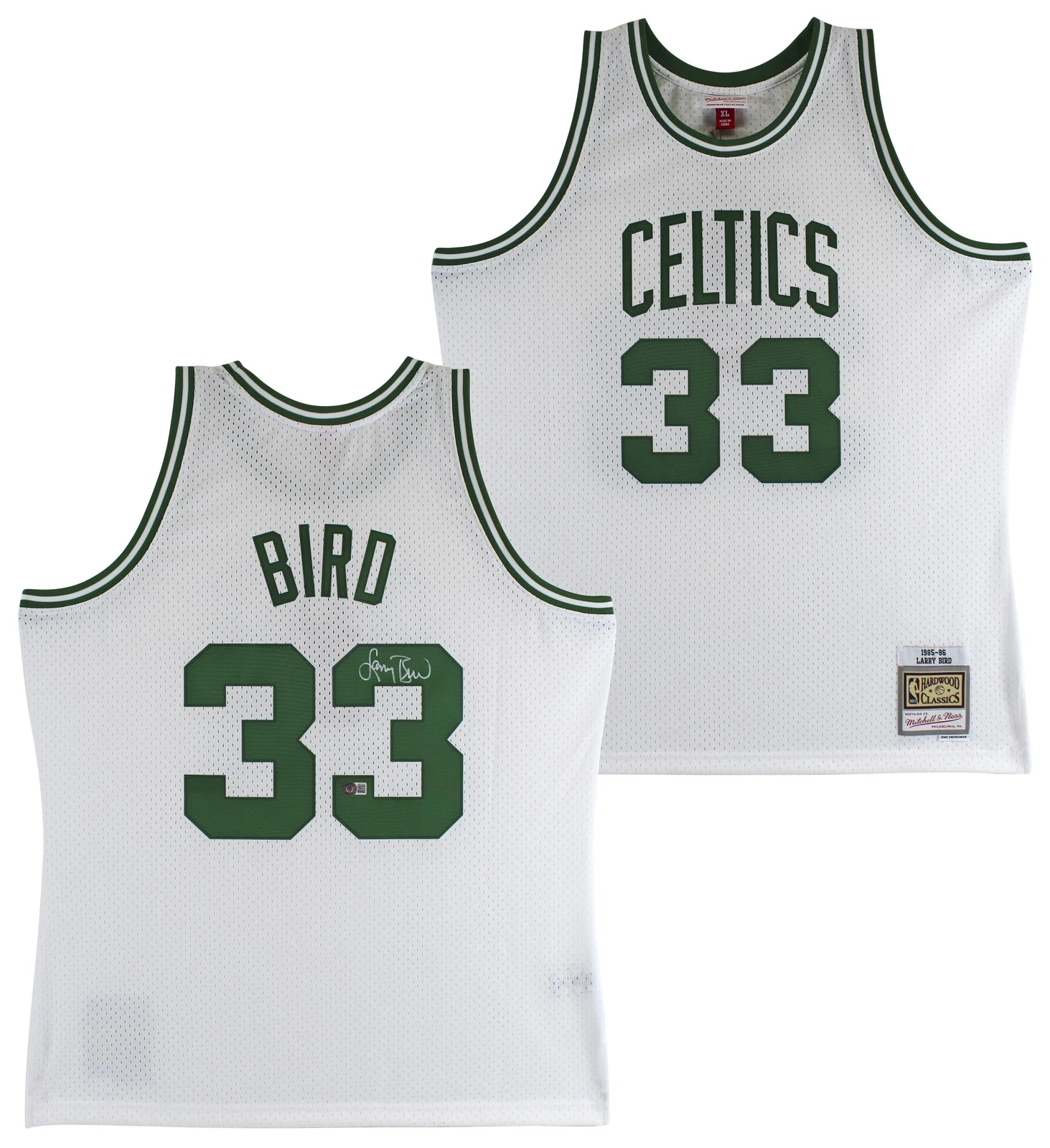 Celtics Larry Bird Authentic Signed 1985 White M&N HWC Swingman Jersey BAS Wit 2