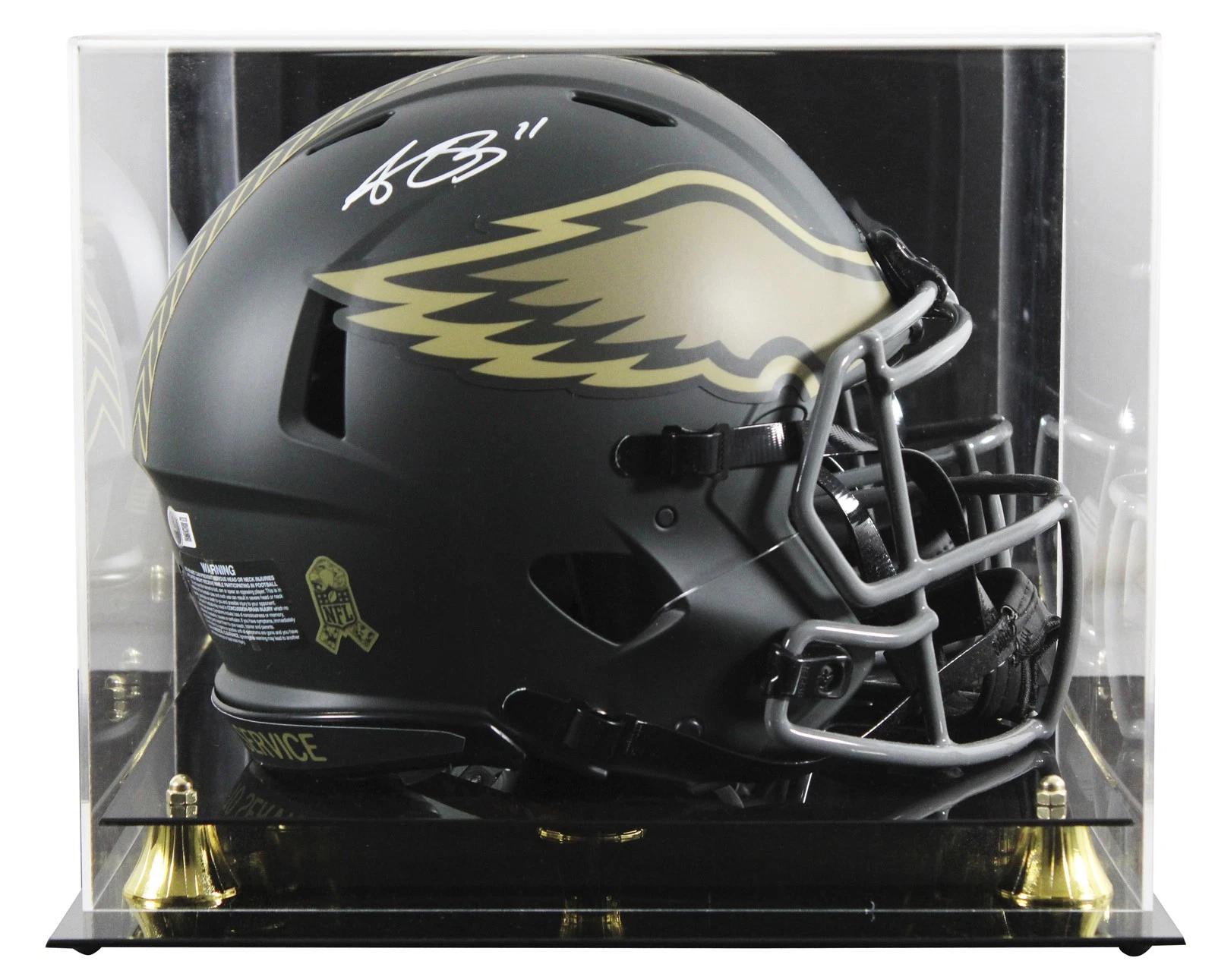 Eagles A.J. Brown Signed STS IV F/S Speed Proline Helmet W/ Case BAS Wit