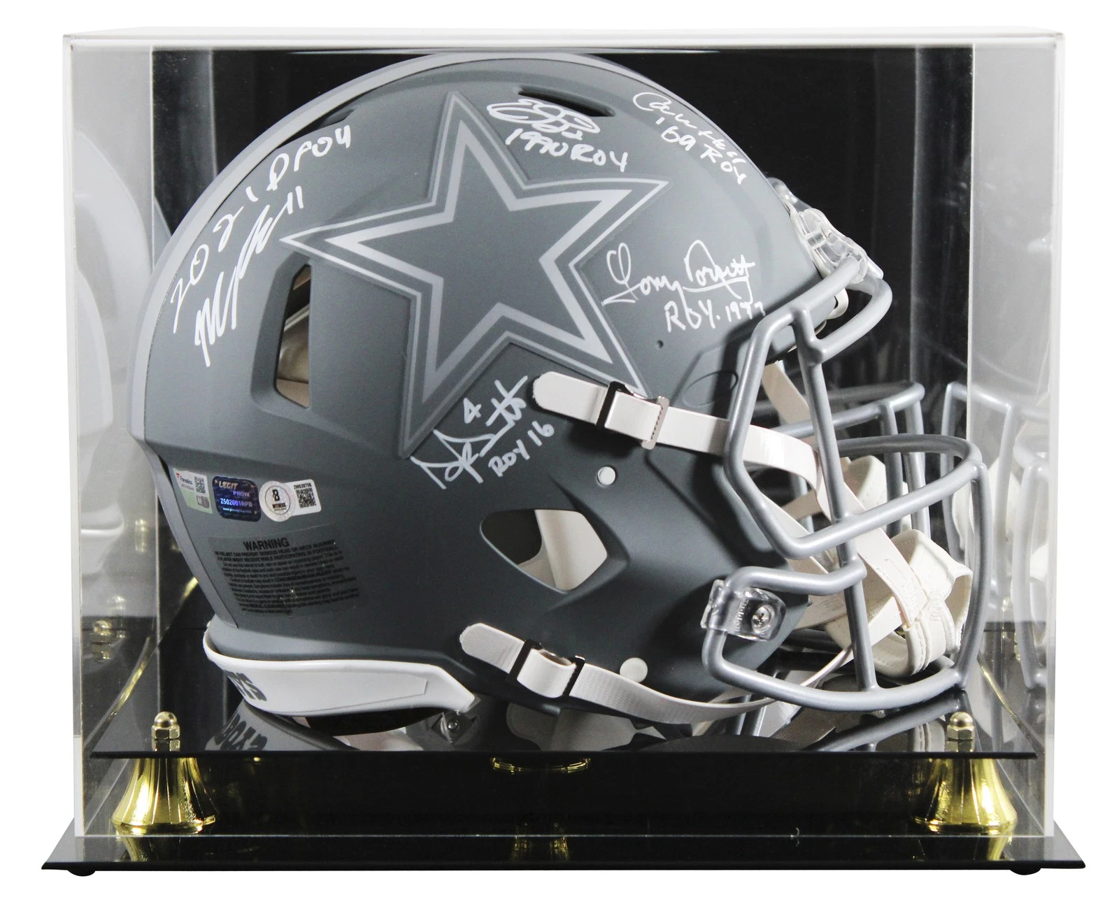 Prescott, Smith, Parsons +2 Signed Slate F/S Speed Proline Helmet W/ Case BAS W